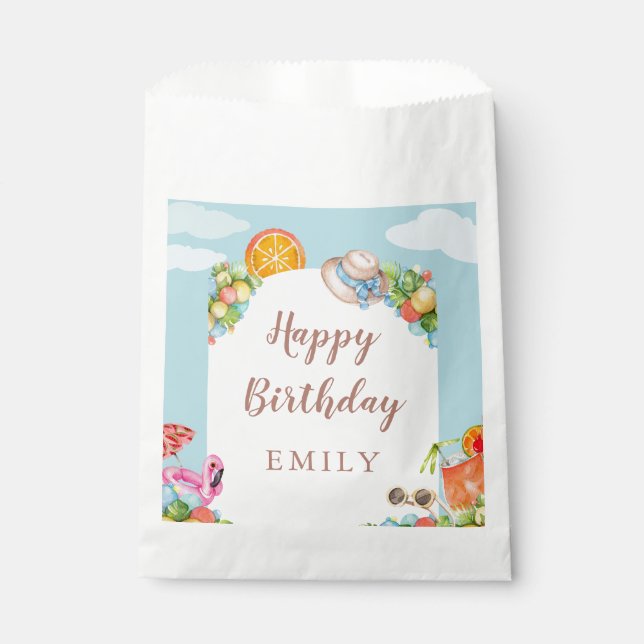 Pastel Summer Birthday Party Favor Bag (Front)