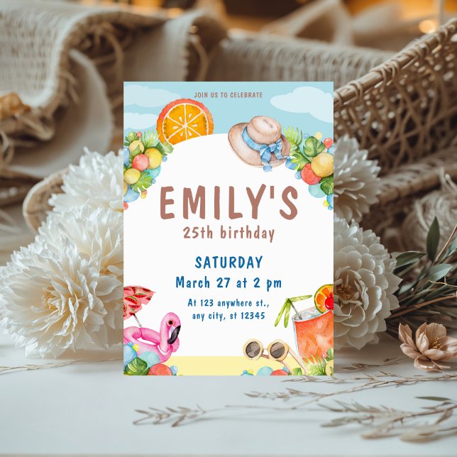 Pastel Summer Birthday Party Invitation (Creator Uploaded)