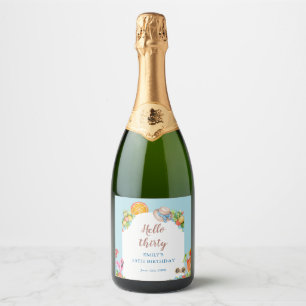 Pastel Summer Birthday Party Sparkling Wine Label