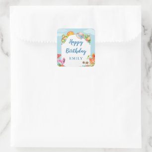 Pastel Summer Birthday Party Square Sticker