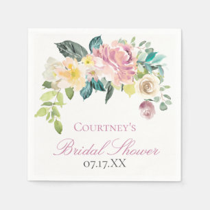 Pastel Summer Floral Bouquet Personalized Napkins