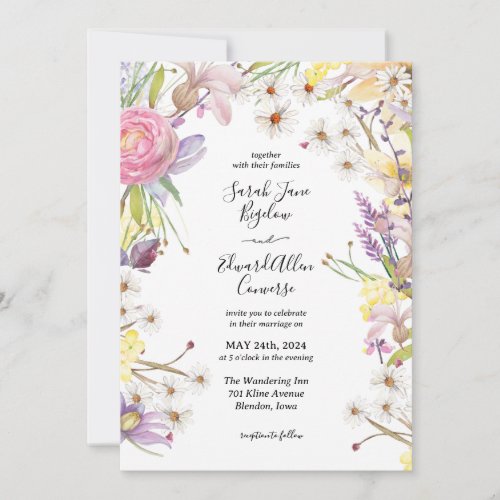 Pastel Summer Floral Wedding Invitation