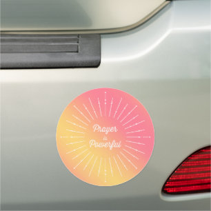 Pastel Sun Ray Prayer Is Powerful Christian Car Magnet