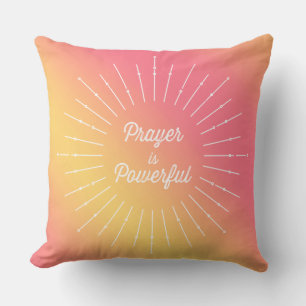 Pastel Sun Ray Prayer Is Powerful Christian Throw Pillow