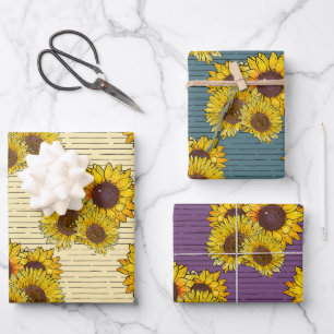 Pastel Sunflower Watercolor Wrapping Paper Sheets