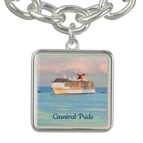 Pastel Sunrise and Cruise Ship Custom Photo Charm Bracelet