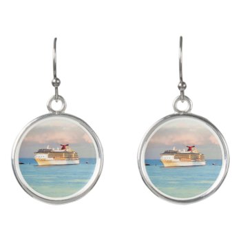 Pastel Sunrise And Cruise Ship Earrings by CruiseReady at Zazzle