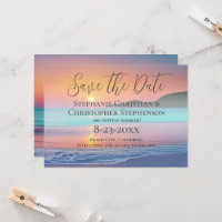Pastel Sunset Destination Beach Save the Date