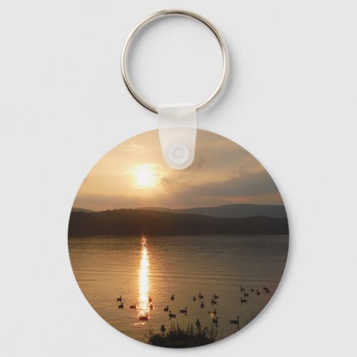 Pastel Sunset  geese Keychain