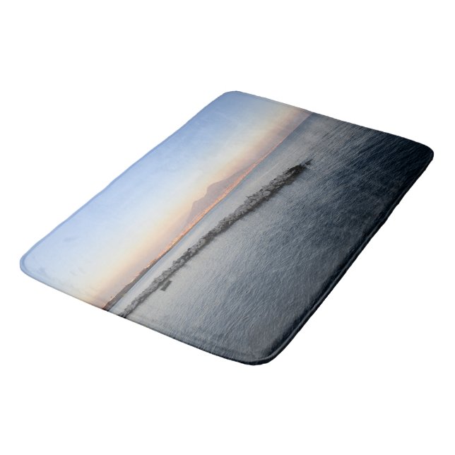 Pastel Sunset Naples Bay with Mount Vesuvius Bath Mat (Angled)