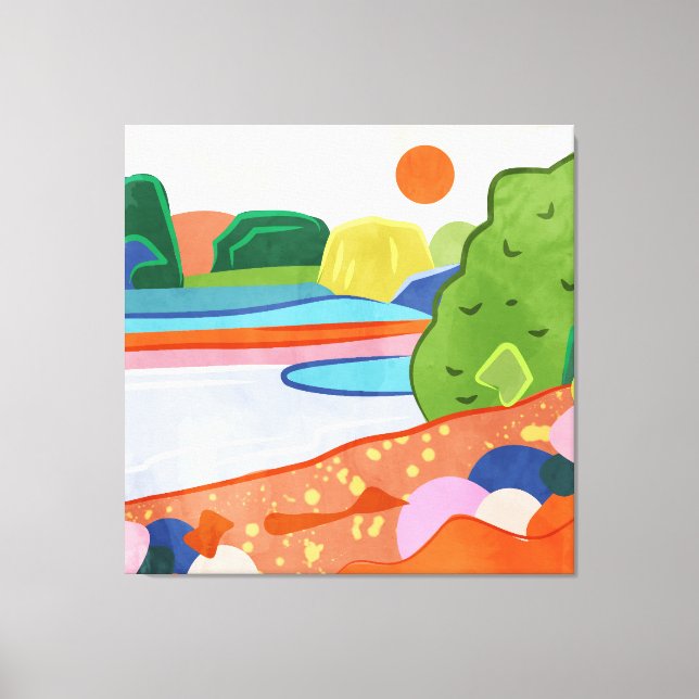 Pastel Sunset Over the Valley Canvas Print (Front)