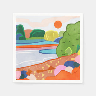 Pastel Sunset Over the Valley Napkins