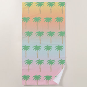 Pastel Sunset Palm Tree Ombre Gradient Beach Towel