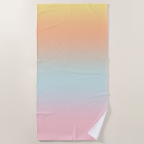 Pastel Sunset Pink Blue Peach Ombre Gradient  Beach Towel