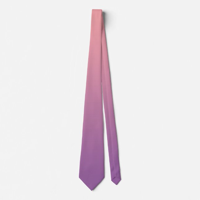 Pastel Sunset Pink Purple Ombre Gradient  Neck Tie (Front)