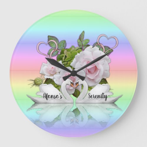 Pastel Swans Serenity Time Clock