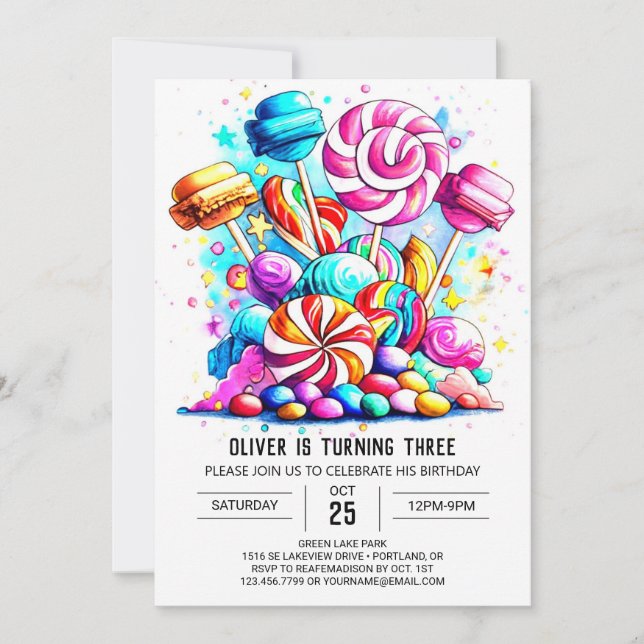  Pastel Sweet Chocolate Birthday Invitation (Front)