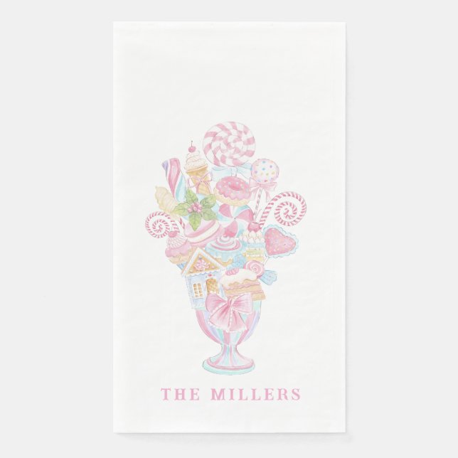 Pastel Sweet Holiday Treats Bougie Milkshake Paper Guest Towels (Front)
