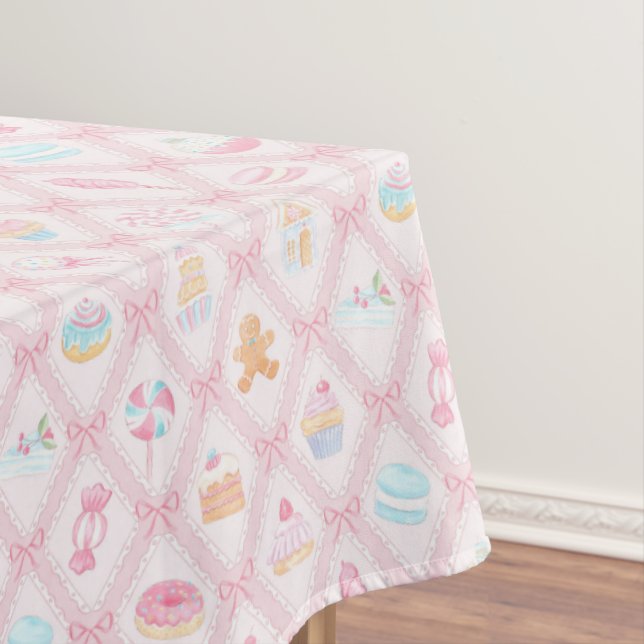 Pastel Sweet Holiday Treats with Bows Tablecloth (In Situ)