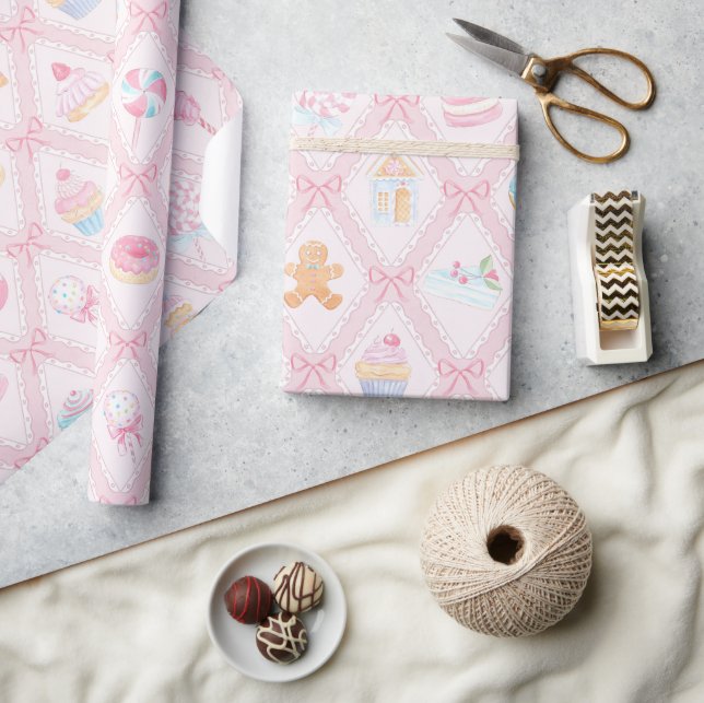 Pastel Sweet Holiday Treats Wrapping Paper (Crafts)