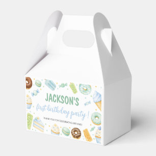 Pastel Sweet One Donut Birthday Party Favor Boxes