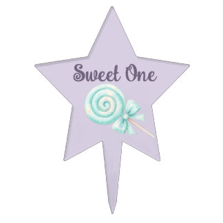Pastel Sweet One Lollipop for Girl First Birthday Cake Topper