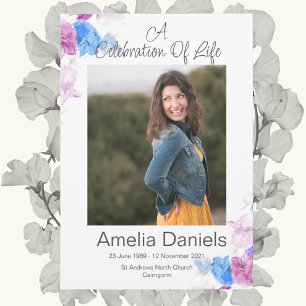 Pastel Sweet Pea Celebration Of Life Photo Card