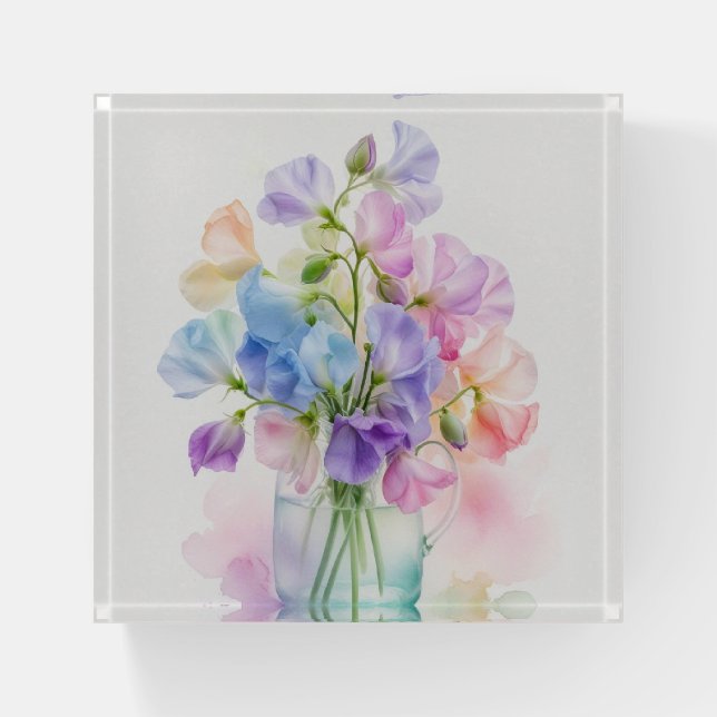 Pastel Sweet Pea Symphony Paperweight (Front)