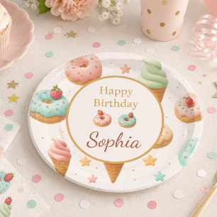 Pastel Sweet Treat Birthday Party Paper Plates