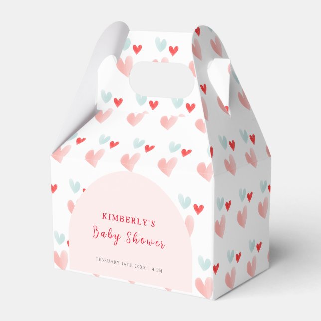 Pastel Sweetheart Arch Valentines Baby Shower Favor Boxes (Front Side)