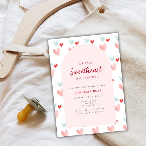 Pastel Sweetheart Arch Valentines Baby Shower Invitation