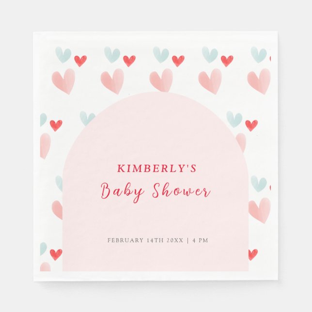Pastel Sweetheart Arch Valentines Baby Shower Napkins (Front)