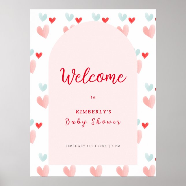 Pastel Sweetheart Arch Welcome Baby Shower Poster (Front)