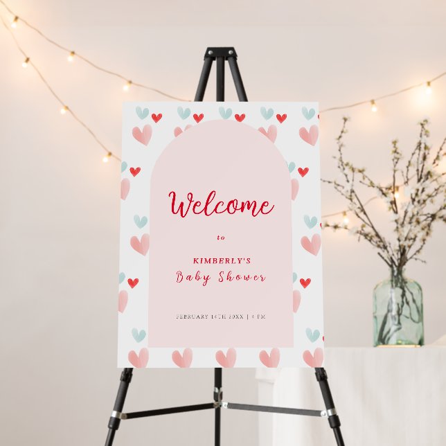 Pastel Sweetheart Arch Welcome Sign Baby Shower (In Situ (Stand))
