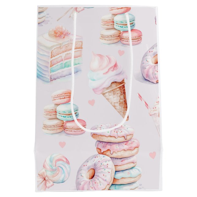 Pastel Sweets birthday party Medium Gift Bag (Back)
