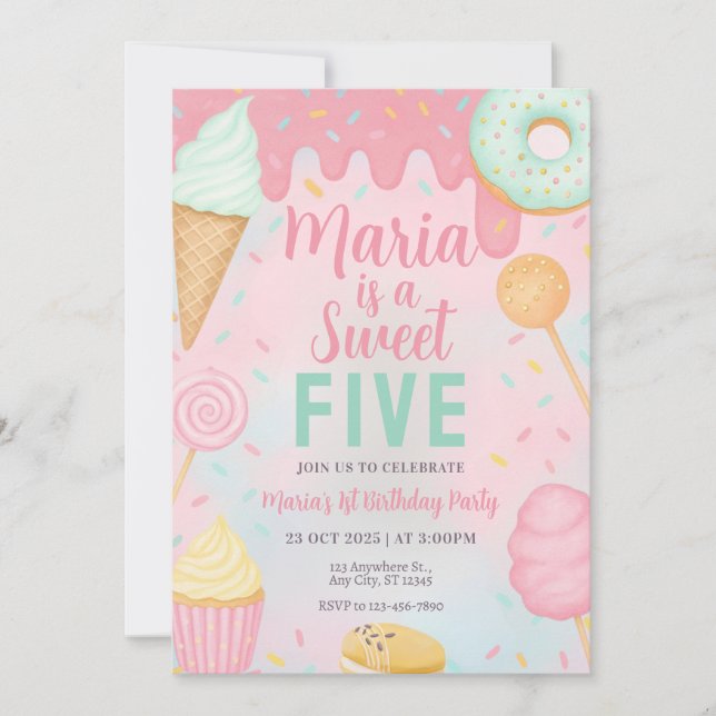Pastel Sweets Candy Birthday Invitation (Front)