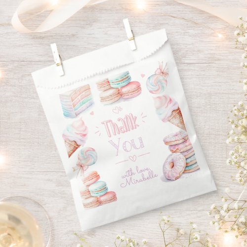 Pastel sweets macarons birthday thank you favor bag