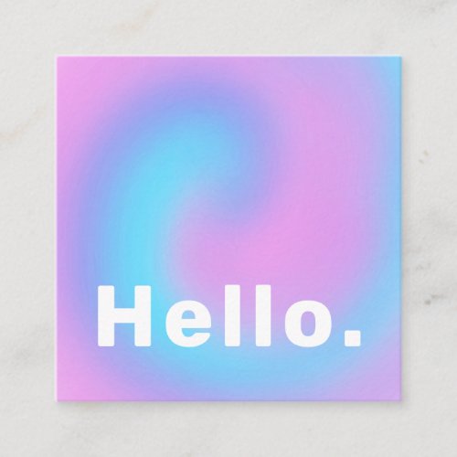 Pastel Swirl Aqua Pink Hello Square Business Card