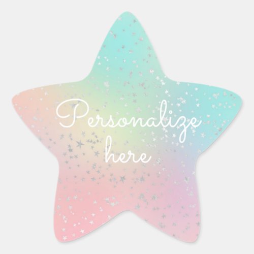 Pastel swirl holographic and silver stars cute    star sticker