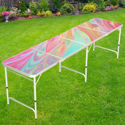 Pastel Swirl Holographic Beer Pong Table