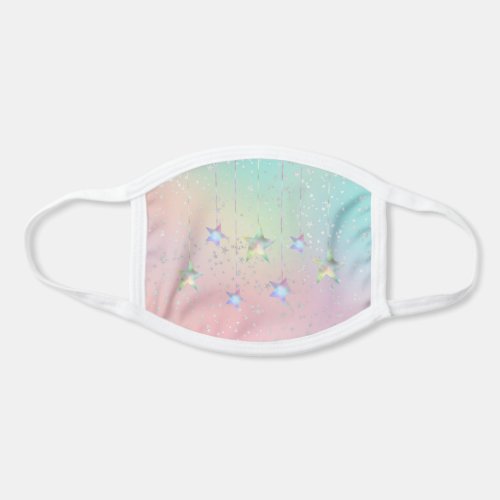 Pastel swirl holographic star cute pink teal yello face mask