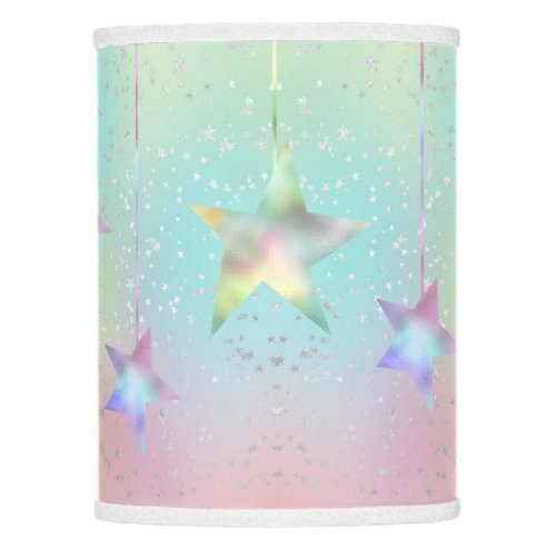 Pastel swirl holographic stars and ribbon cute lamp shade