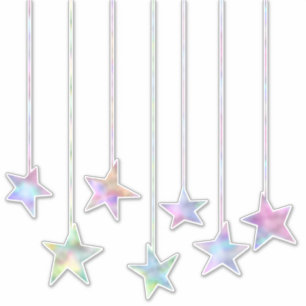 Pastel swirl holographic stars and ribbon cute sticker