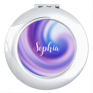 Pastel Swirl Personalised Compact Mirror