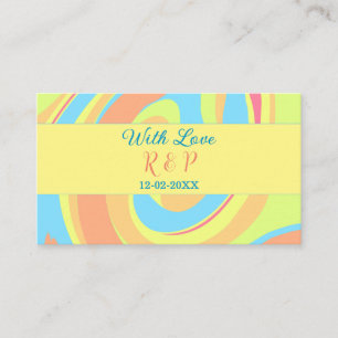 PASTEL SWIRL RETRO ADD NAME LETTER DATE MODERN BO BUSINESS CARD