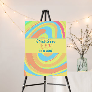PASTEL SWIRL RETRO ADD NAME LETTER DATE MODERN BO FOAM BOARD