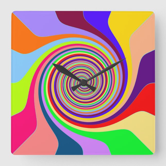 Pastel Swirl Square Wall Clock (Front)