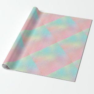 Pastel swirl tie dye cute pink teal yellow block wrapping paper