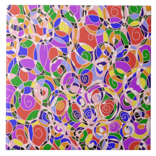 Pastel Swirling Abstract  Patterns  Ceramic Tile (Front)