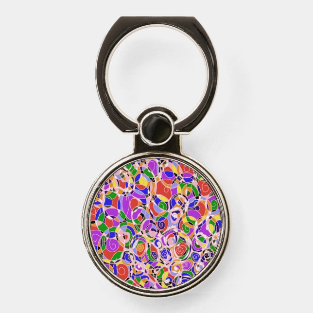 Pastel Swirling Abstract  Patterns  Phone Ring Stand (Front)